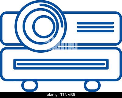 Multimedia Projektor Symbol Leitung Konzept. Multimedia Projektor flachbild Vektor Symbol, Zeichen, umriss Abbildung. Stock Vektor