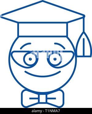 Nerdy student emoji Symbol Leitung Konzept. Nerdy student Emoji flachbild Vektor Symbol, Zeichen, umriss Abbildung. Stock Vektor