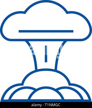 Nukleare explosion Symbol Leitung Konzept. Nukleare explosion Flachbild vektor Symbol, Zeichen, umriss Abbildung. Stock Vektor