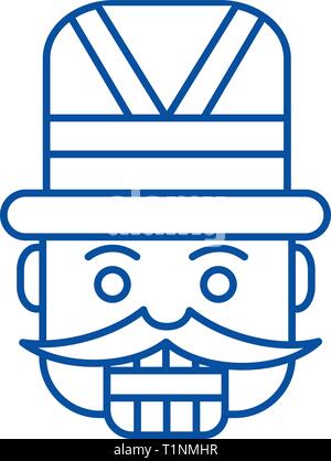 Nussknacker, spielzeugsoldat Symbol Leitung Konzept. Nussknacker, spielzeugsoldat Flachbild vektor Symbol, Zeichen, umriss Abbildung. Stock Vektor