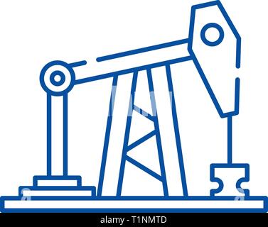 Bohrinsel Symbol Leitung Konzept. Bohrinsel flachbild Vektor Symbol, Zeichen, umriss Abbildung. Stock Vektor