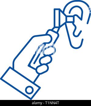 Otoskop Symbol Leitung Konzept. Otoskop flachbild Vektor Symbol, Zeichen, umriss Abbildung. Stock Vektor