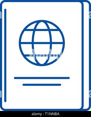 Pass Line Symbol Konzept. Reisepass flachbild Vektor Symbol, Zeichen, umriss Abbildung. Stock Vektor