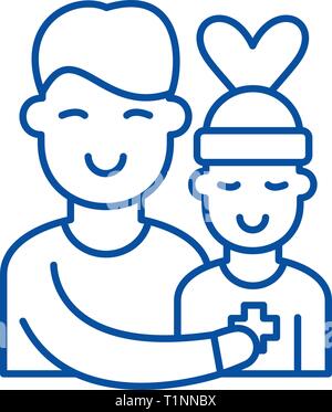 Patient Care Line Symbol Konzept. Die Versorgung der Patienten flachbild Vektor Symbol, Zeichen, umriss Abbildung. Stock Vektor