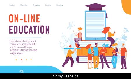Vektor on-line Ausbildung Konzept Creative Business Abbildung mit der arbeitenden Bevölkerung. Stock Vektor