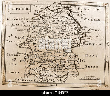 Eine 1780 Karte der Grafschaft Wiltshire, England Stockfoto