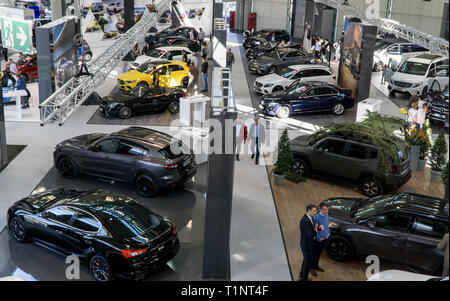 Salzburg, Österreich - 23. März 2019: Der Salzburger Car Show Luftaufnahme Stockfoto