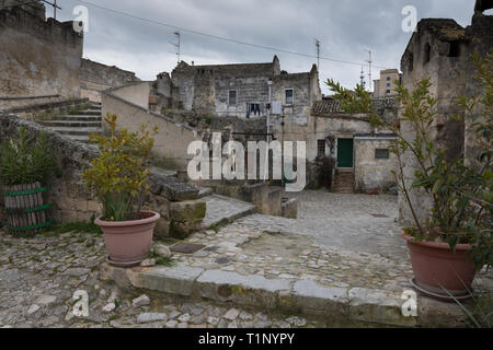 Malerischer Blick auf die 'Sassi' Bezirk in Matera, in der Region Basilicata, im Süden Italiens. Stockfoto