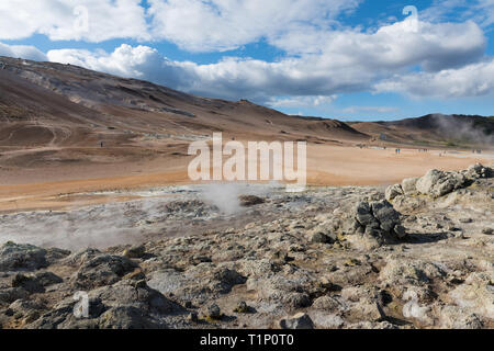 Hverir geothermale Region im Norden von Island in der Nähe des Sees Myvatn Stockfoto