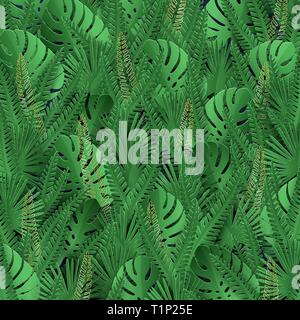 Tropischen Hintergrund mit Dschungel Pflanzen und goldene Blätter formen. Trendy Hintergrund mit Tropic Blätter, können als exotische Tapeten verwendet werden, Grußkarte, Stock Vektor