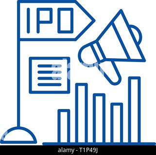 Initial Public Offering Symbol Leitung Konzept. Initial Public Offering flachbild Vektor Symbol, Zeichen, umriss Abbildung. Stock Vektor