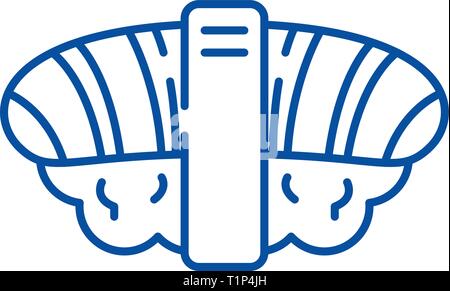 Japanisches sushi Symbol Leitung Konzept. Japanisches sushi Flachbild vektor Symbol, Zeichen, umriss Abbildung. Stock Vektor