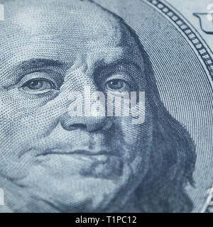 Portrait von Benjamin Franklin von 100 Dollar Bill Stockfoto