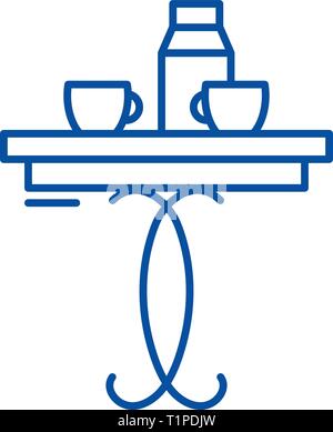 Couchtisch Symbol Leitung Konzept. Couchtisch flachbild Vektor Symbol, Zeichen, umriss Abbildung. Stock Vektor