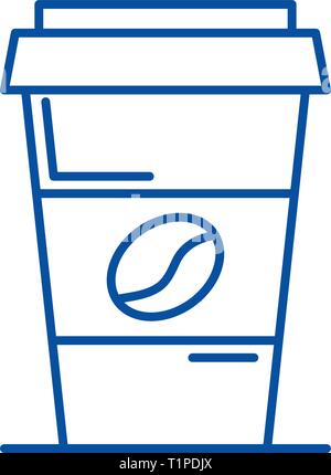 Kaffee Symbol Leitung Konzept gehen. Kaffee flachbild Vektor Symbol, Zeichen gehen, umriss Abbildung. Stock Vektor