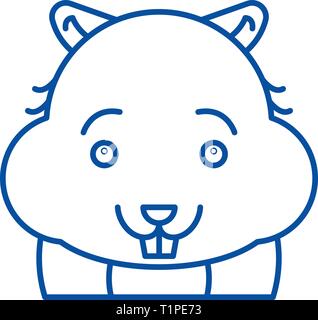 Cute Hamster Symbol Leitung Konzept. Cute Hamster flachbild Vektor Symbol, Zeichen, umriss Abbildung. Stock Vektor