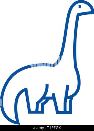Dinosaurier, diplodocus Symbol Leitung Konzept. Dinosaurier, diplodocus Flachbild vektor Symbol, Zeichen, umriss Abbildung. Stock Vektor