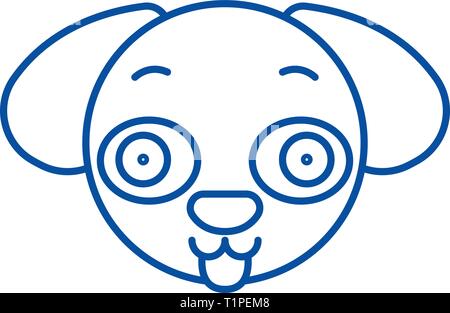 Doggy emoji Symbol Leitung Konzept. Doggy emoji Flachbild vektor Symbol, Zeichen, umriss Abbildung. Stock Vektor