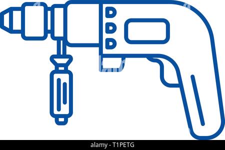 Bohrmaschine Abbildung Symbol Leitung Konzept. Bohrmaschine Abbildung flachbild Vektor Symbol, Zeichen, umriss Abbildung. Stock Vektor