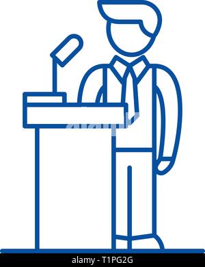 Öffentliche Performance Line Symbol Konzept. Öffentliche Aufführung flachbild Vektor Symbol, Zeichen, umriss Abbildung. Stock Vektor