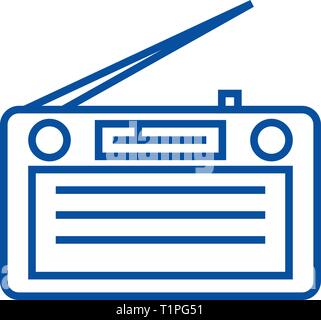 Radio, radioreceiver Symbol Leitung Konzept. Radio, radioreceiver Flachbild vektor Symbol, Zeichen, umriss Abbildung. Stock Vektor