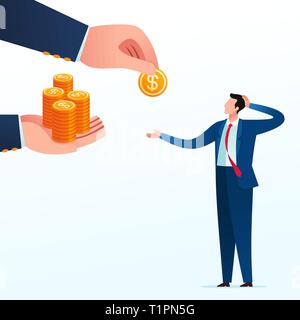 Unternehmer erhalten unlautere Geschäftspraktiken Sharing von seinem Partner. Geschäftskonzept Vector Illustration. Stock Vektor