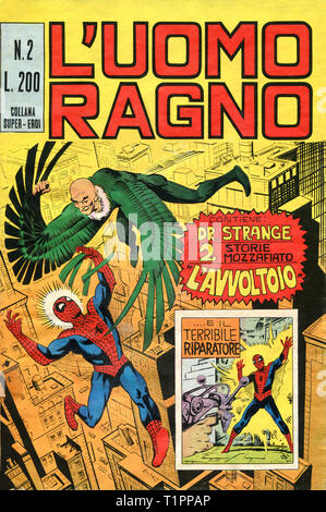 Italien - 1970: Erste Ausgabe des Comic Marvel Bücher, Deckel des Amazing Spider-Man, L'Uomo Ragno Stockfoto