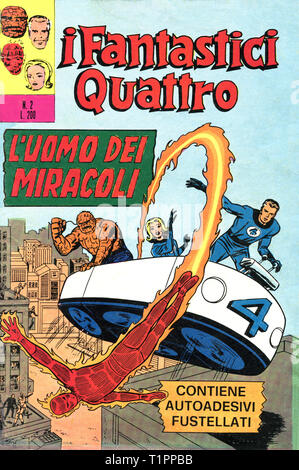 Italien - 1971: Die erste Ausgabe des Comic Marvel Bücher, Deckel des Fantastischen 4, i Fantastici Quattro Stockfoto