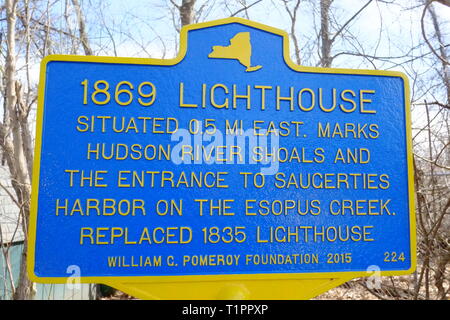 Saugerties Leuchtturm, ist ein Leuchtturm auf dem Hudson River nördlich von Kingston, New York Stockfoto