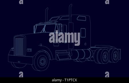 Kontur des Lkw ohne Anhänger. Isometrische Ansicht. Vector Illustration Stock Vektor