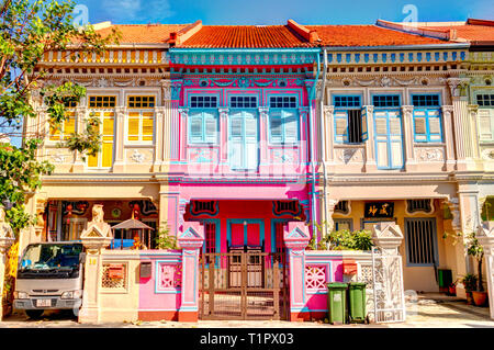 Historische Peranakan Häuser in Joo Chiat, Singapur Stockfoto