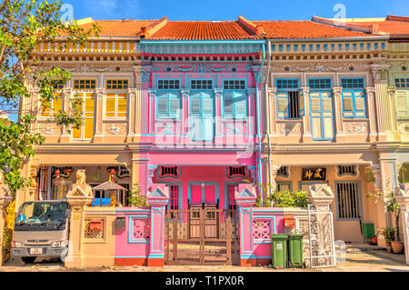 Historische Peranakan Häuser in Joo Chiat, Singapur Stockfoto