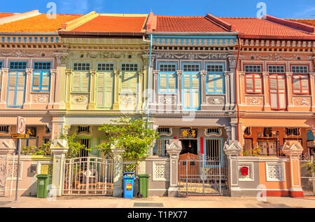 Historische Peranakan Häuser in Joo Chiat, Singapur Stockfoto