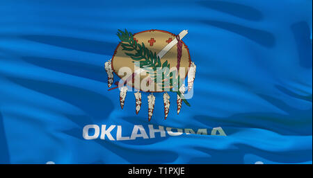 Oklahoma Flagge auf Stoff Textur, Retro Vintage Style Stockfoto