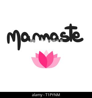 Cute Vector Hand gezeichnet namaste Karte mit Pink Lotus Stock Vektor