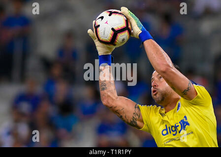 Belo Horizonte, Brasilien. 27 Mär, 2019. Torwart Fábio do Cruzeiro während Cruzeiro vs Deportivo Lara Gleiches gilt für die Copa Libertadores de América im Mineirão Stadium statt. Credit: Daniel Oliveira/FotoArena/Alamy leben Nachrichten Stockfoto