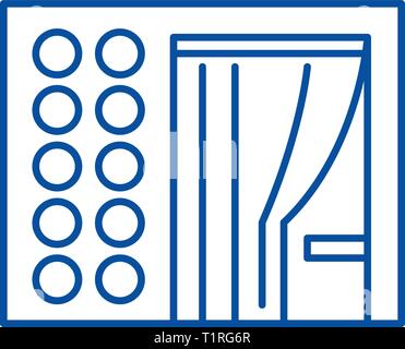 Photo Booth Symbol Leitung Konzept. Photo Booth flachbild Vektor Symbol, Zeichen, umriss Abbildung. Stock Vektor