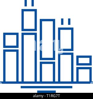 Kreisdiagramme Symbol Leitung Konzept. Kreisdiagramme flachbild Vektor Symbol, Zeichen, umriss Abbildung. Stock Vektor