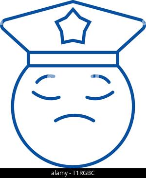 Polizist emoji Symbol Leitung Konzept. Polizist emoji Flachbild vektor Symbol, Zeichen, umriss Abbildung. Stock Vektor