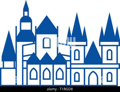 Prag Symbol Leitung Konzept. Prag Wohnung vektor Symbol, Zeichen, umriss Abbildung. Stock Vektor
