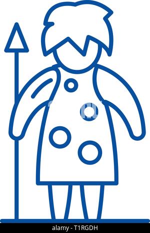 Der prähistorische Mensch Symbol Leitung Konzept. Der prähistorische Mensch flachbild Vektor Symbol, Zeichen, umriss Abbildung. Stock Vektor