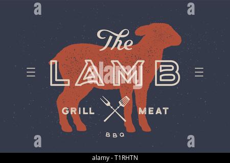 Lamm. Logo mit Lamm oder Schaf Silhouette Stock Vektor