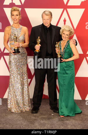 91St Academy Awards (Oscars 2019) an der Dolby Theater - Drücken Sie Zimmer mit: Kate Biscoe, Greg Cannom, Patricia Dehaney Wo: Hollywood, California, United States Wenn: 24 Feb 2019 Credit: FayesVision/WENN.com gehalten Stockfoto