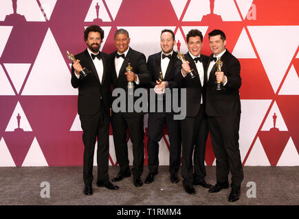 91St Academy Awards (Oscars 2019) an der Dolby Theater - Drücken Sie Zimmer mit: Bob Persichetti, Peter Ramsey, Rodney Rothman, Phil Lord, Christopher Miller Wo: Hollywood, California, United States Wenn: 24 Feb 2019 Credit: FayesVision/WENN.com gehalten Stockfoto