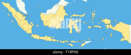 Hohe Qualität Karte von Indonesien mit Grenzen der Regionen Stock Vektor