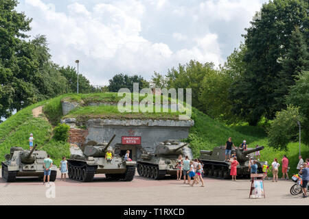 Brest, Belarus - 28. Juli 2018: Die sowjetische Militär Panzer während des Zweiten Weltkriegs Stockfoto