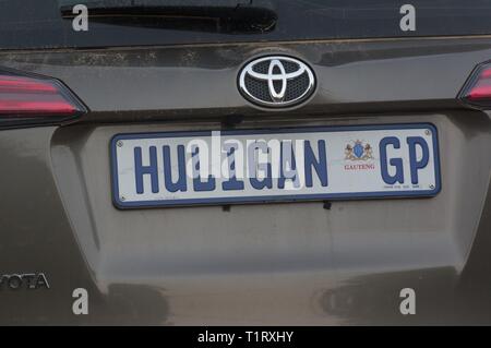 Huligan gehegten nanzahl Platte, Südafrika Stockfoto