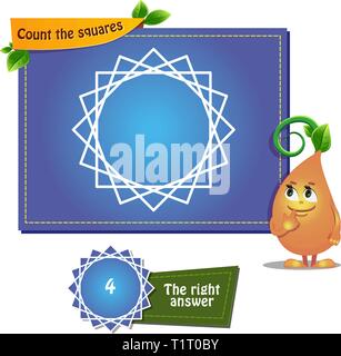 Lernspiel für Kinder und Erwachsene Entwicklung von Logik, iq. Aufgabe Spiel zählen die Plätze Stock Vektor