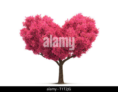 Rosa Kirschblüte Baum in Herzform 3D-Darstellung Stockfoto