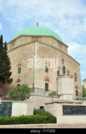 Downtown Pfarrkirche, ehemaliger Gazi Kaszim türkischen Pascha Moschee, Pecs, Ungarn. Belvarosi plebaniatemplom Gazi Kaszim Pasa dzsamija, Pecs. Stockfoto